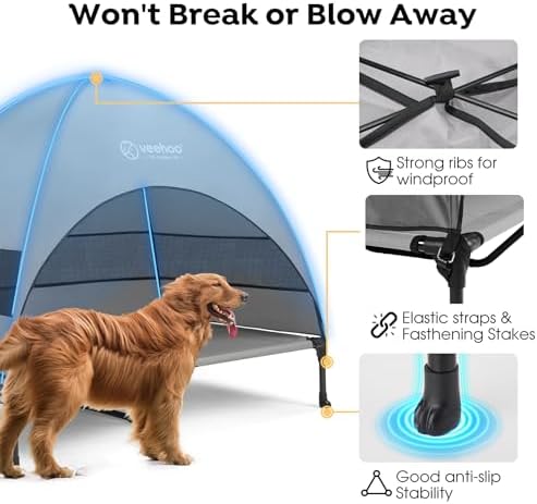 Veehoo Outdoor Dog Bed with Canopy, Cooling Elevated Dog Shade for Outside - Image 5