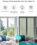 Window Privacy Film Frosted, Green Brown Striped Reusable Static Cling Window Tints, Modern Farmhouse Vertical Stripes Heat Control Windows Films for Offices, Balcony, 29.5 x 118 Inches - Image 6