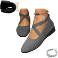 Women's Crisscross Strap Wedge Shoes,Womens Round Toe Ballet Wedge Dress Shoe Elegant Suede Comfy Slip-On Pump by Unknown