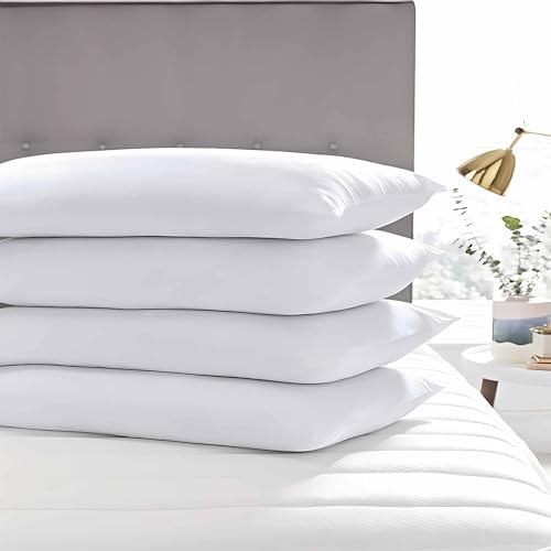 Acteb Medium Support Bed Pillows King Size Set of 4 Pack for Sleeping 20"x36", Hypoallergenic Skin Friendly Down Alternative Filling for Side Stomach Back Sleeper Machine Washable - Image 4
