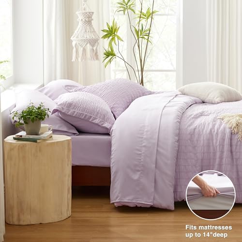 Seersucker Lavender California King Comforter Set, 7-Piece Bed in a Bag - Image 4