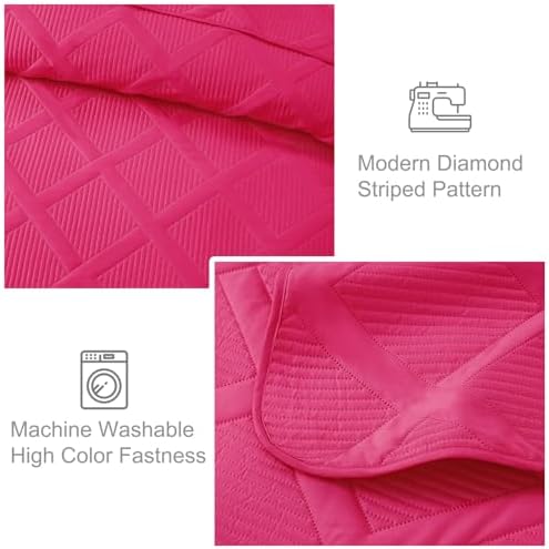 Exclusivo Mezcla 3-Piece California King Size Quilt Bedding Set, Hot Pink - Image 5
