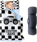 Personalized Toddler Nap Mat for Preschool, Custom Kids Nap Mat with Name, Extra Soft Preschool Nap Mat with Pillow & Blanket, Roll Up Daycare Sleeping Mat for Kids Boys by YISMEET