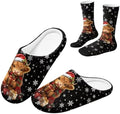 Jeiento Winter Fuzzy Slipper and Crew Socks Warm Winter Shoes Lightweight Soft Cushion House Slipper Bedroom Shoes by Jeiento