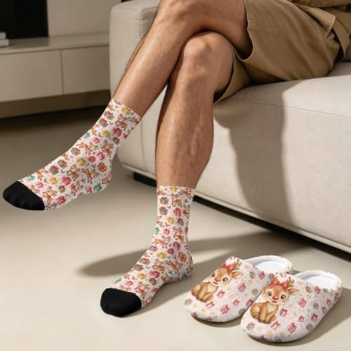 Jeiento Fuzzy Slippers and Sock Set Women's Warm Cozy Memory Foam House Shoes Soft Slip-on Slides - Image 3