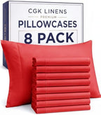 Standard Pillow Cases - 8 Pack Soft Pillowcase Covers - 20" x 26" (Red) by CGKUnlimited