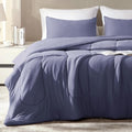 SLEEP ZONE King Size Comforter Set, Breathable Jersey Knit Soft Duvet Insert Set 3 Pieces Bedding Sets for Bedroom All Season, Navy by SLEEPZONELIFE