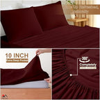 ARlinen RV Bunk Sheet Set, 34x75, 4 Piece Egyptian Cotton, Burgundy - Image 6