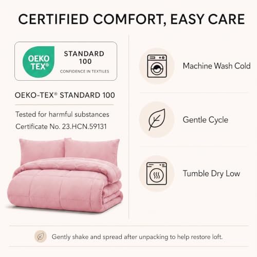 CozyLux Full Size Comforter Sets Pink - 7 Pieces Bed in a Bag - Image 6