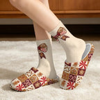 Jeiento Winter Fuzzy Slipper and Crew Socks Warm Winter Shoes Lightweight Soft Cushion House Slipper Bedroom Shoes - Image 2