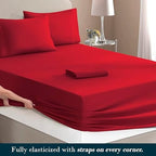 Mocassi Twin Size 4-Piece Bed Sheet Set - 1800 Premium Hotel Quality Microfiber 18-24 Inches Extra Deep Pocket Fitted Sheet- Luxury Soft, Breathable, Wrinkle, and Fade Resistant, Red - Image 4