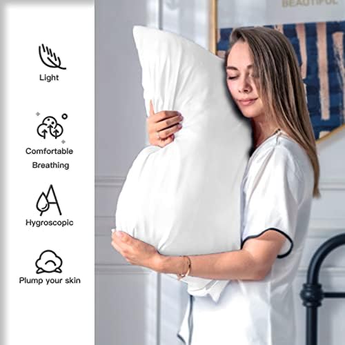 Suatien Mulberry Silk Pillow Cases 2 Pack Queen Size, White - Image 3