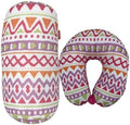 Bookishbunny 2pcs Micro Bead Set U Shaped Neck Travel Pillow 12" x 12" x 4" and Roll Back Pillow Cushion 13" x 7", Various Designs (Pink Wave) by Bookishbunny