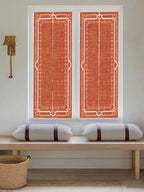 Window Privacy Film Frosted, Burnt Orange Botanical Reusable Static Cling Window Tints, Vintage Florals Geometric Minimalist Heat Control Windows Films for Offices, Balcony, 29.5 x 118 Inches - Image 5