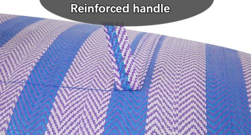 Large Nylon Woven Bag Moving Bag,75L/100L/120L/160L/230L Blue and White Stripes Laundry Bag Reusable Zipper Bag for Packing,Blankets,Duvet (4,90x50x40cm) - Image 4