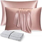 DISANGNI 100% Natural Mulberry Silk Pillow case for Hair and Skin with Hidden Zipper 22 Momme Both Sides Real Silk Pillow Case (2pc Queen Size 20" x30", Pink) by DISANGNI