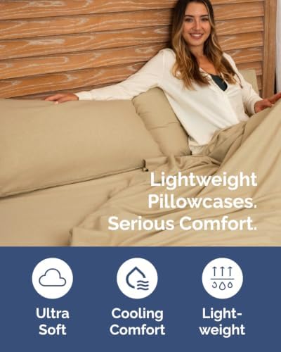 King Pillow Cases - 6 Pack Pillowcase Covers - 20" x 40" (Heathered Tan) - Image 3