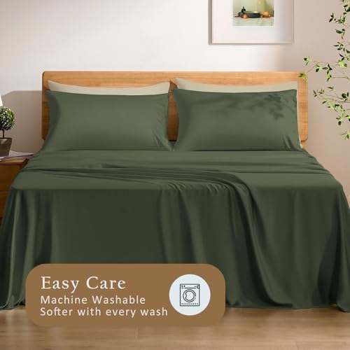 TOSMO Luxury Pillow Case Set of 2 - Cooling Viscose Derived from Bamboo, Oeko-TEX, Breathabl Silky Soft Pillow Cases with Envelope Closure (Standard, Olive) - Image 7