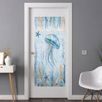 Window Privacy Film Frosted, Coastal Jellyfish Non-Adhesive Static Cling Window Tint, Blue Ocean Coral Summer Beach Seaweed Insulated Windows Frosted Films for Living Room, 35.4 x 78.7 Inches - Image 3