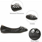 Flats Shoes for Women Rhinestone Wedding Ballerina Shoes Foldable Sparkly Comfort Slip on Flat Dressy Flats - Image 4