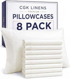 Standard Pillow Cases - 8 Pack Pillowcase Covers, 20" x 26" - Antique White by CGKUnlimited