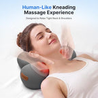 Shiatsu Neck Massager Pillow with Massage, Heat & Traction, Cordless, Grey - Image 2