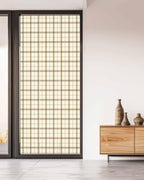 Window Privacy Film Frosted, Beige Brown Plaid Non-Adhesive Static Cling Window Tint, Vintage Farmhouse Checkered Rustic Insulated Windows Frosted Films for Living Room, 35.4 x 78.7 Inches - Image 5