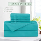 Elegant Comfort Luxury Soft 6-Piece 1500 Premium Hotel Quality Bed Sheet Set with Extra Deep Pockets 18-24 Inch, Wrinkle Free, Storage Pockets, Extra Deep Pocket 6PC Sheets, Full, Teal - Image 3