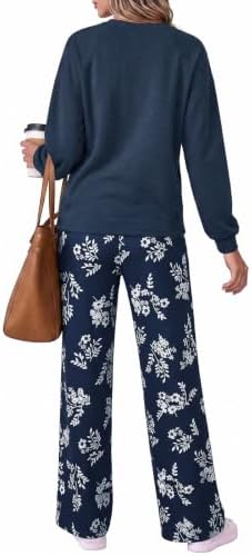 Two Piece Lounge Sets for Women Wide Leg Pant Matching Sets with Pockets - Image 4