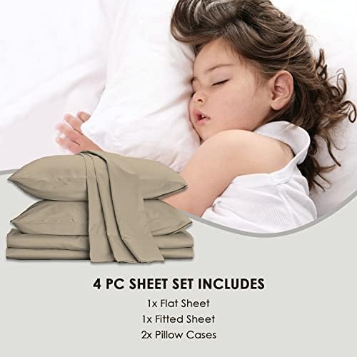 Pizuna 100% Cotton Split King Sheet Set 600 Thread Count Simply Taupe - Image 3