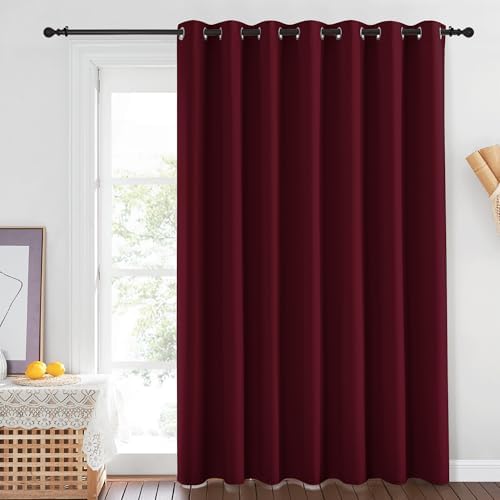 NICETOWN Blackout Room Divider Curtains 84 inch Length, Grommet Energy Saving Thermal Drapes Sound Reducing Window Treatments for Living Room/Bedroom, W100 x L84, 1 Panel, Wine Red - Image 2