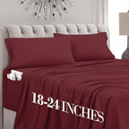 Mocassi King Size 4-Piece Bed Sheet Set - 1800 Premium Hotel Quality Microfiber 18-24 Inches Extra Deep Pocket Fitted Sheet- Luxury Soft, Breathable, Wrinkle, and Fade Resistant, Burgundy by MocassiLuxuryBedding
