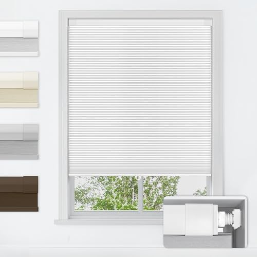 LazBlinds No Drill Cordless Cellular Shades, 23" W x 64" H, White by LazBlinds