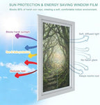 Green Forest Window Privacy Film Rainbow Static Cling Stain Glass Window Film for Glass Door, Decorative Heat Blocking Sunroof Decal Sticker for Car Home 23.6"x78.7" Misty Light Rustic Cottagecore - Image 4