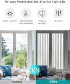 Window Privacy Film Frosted, Black Vertical Striped Reusable Static Cling Window Tints, Minimalist Modern Lines Geometric Heat Control Windows Films for Offices, Balcony, 29.5 x 118 Inches - Image 6