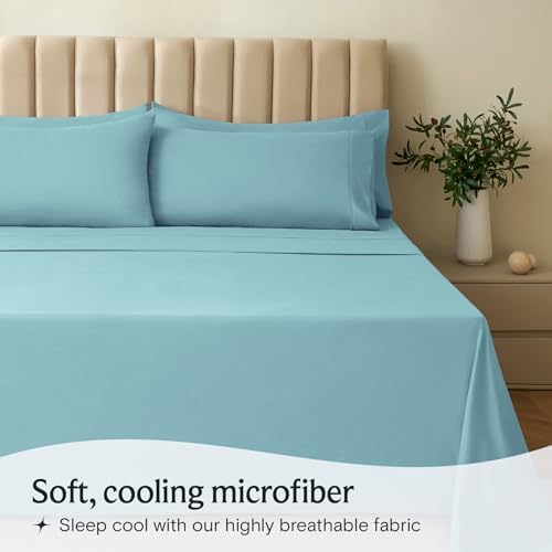 Twin Size Sheets Set, Cooling & Soft Deep Pocket Bed Sheets, 3PC - Image 3