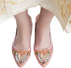 Women's Ballet Flat Shoes - Cute Rhinestones Bow Wedding Flats Slip on Flats for Women Comfort - Image 2