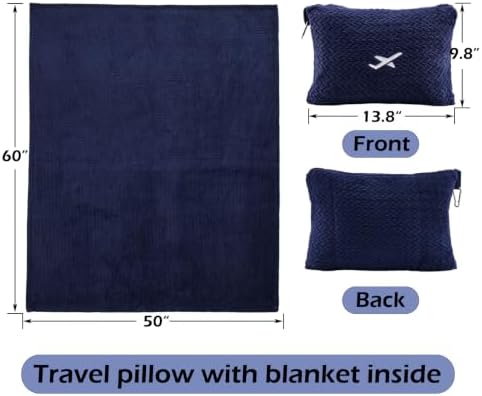 NEWCOSPLAY Travel Blanket with Storage Bag for Airplane Travel, Dark Navy - Image 2
