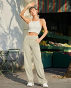 G4Free EverGoing Wide Leg Yoga Pants for Women Crossover Waist with Pockets - Image 3