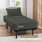 ARlinen 4 PCs Cot Sheets Sets 33" X 75", Egyptian Cotton Fitted Mattress Fits Upto 4"-8" Deep Perfect for Narrow Twin/RV Bunk/Guest Bed Replacement/Camping, Dark Grey - Image 4