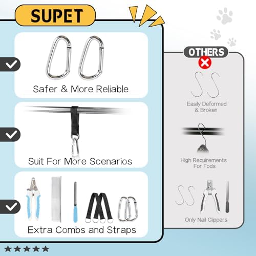 Supet Dog Grooming Hammock for Nail Trimming, Pet Grooming Hanging Harness - Image 5