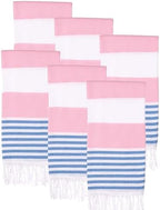 Turkish Beach Towels Set of 6 | Oversized, Quick Dry, Sand Free | 100% Cotton, Large 38x71 Towels for Beach, Pool, Travel |Soft, Compact, Absorbent | Pink/Blue by PADISHAHHOME