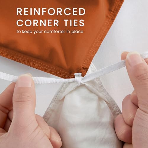 IR Imperial Rooms Bulk (10 Pack) Twin Size Duvet Cover (68 x 90) Inches + 1 Pillow Sham - Wholesale for Hotels, Airbnbs, Guest Bedroom Microfiber Button Closure Duvet Covers Bed Set (Rust) - Image 5