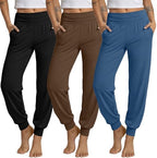Ficerd 3 Pack Women's Joggers Loose Yoga Pants with Pockets by Ficerd