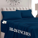 Mocassi Twin Size 4-Piece Bed Sheet Set - 1800 Premium Hotel Quality Microfiber 18-24 Inches Extra Deep Pocket Fitted Sheet- Luxury Soft, Breathable, Wrinkle, and Fade Resistant, Navy Blue by MocassiLuxuryBedding