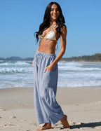 TARSE Womens Linen Wide Leg Striped Pants Casual Barrel Palazzo Harem Pants - Image 3
