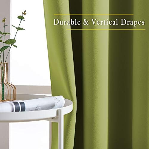 NICETOWN Room Darkening Fresh Green Curtains 84 inches Long, Grommet Room Darkening Thermal Insulated Sound Dampening Window Treatments for Bedroom/Home Office, 2 Panels, W46 x L84 - Image 5