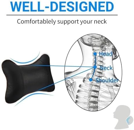 2 Pack Car Neck Pillow for Ford Ranger 2005-2009, PU Leather Breathable Neck Support, Car Headrest for Most Cars, Soft Head Cushion for Driving, Travel, Home and Office,Black - Image 4
