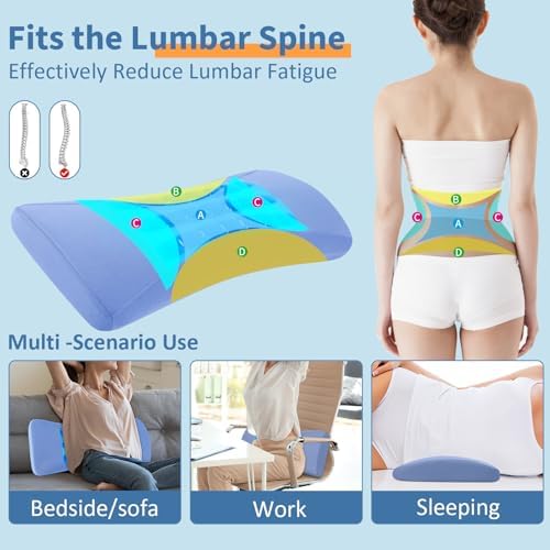 Lumbar Support Pillow for Bed Relief Lower Back Pain with Cooling Gel: Sciatica Lower Back Pillow for Sleeping-Memory Foam Waist Pillow for Side/Back/Stomach Sleepers-Bed Rest Pillow for Car, Sofa - Image 4