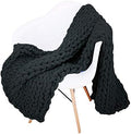 Chunky Knit Throw Blanket Chenille Yarn Soft Cozy Bulky Knitted Blanket for Sofa Bed Chair Large Hand Made Boho Home Decor Black 40x80 by Unknown